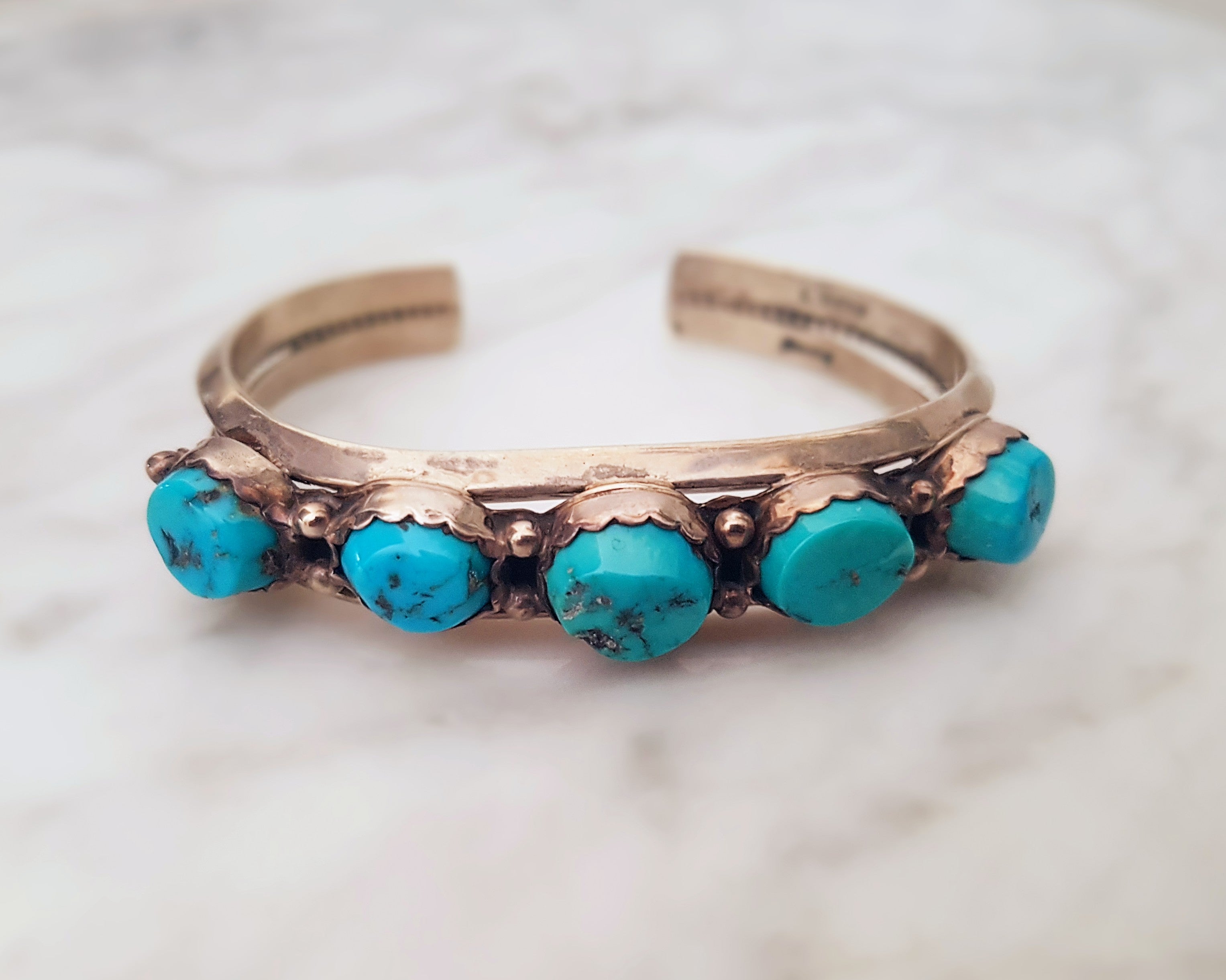 Native American Turquoise Bracelet - Signed L Sheka
