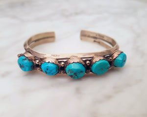Native American Turquoise Bracelet - Signed L Sheka