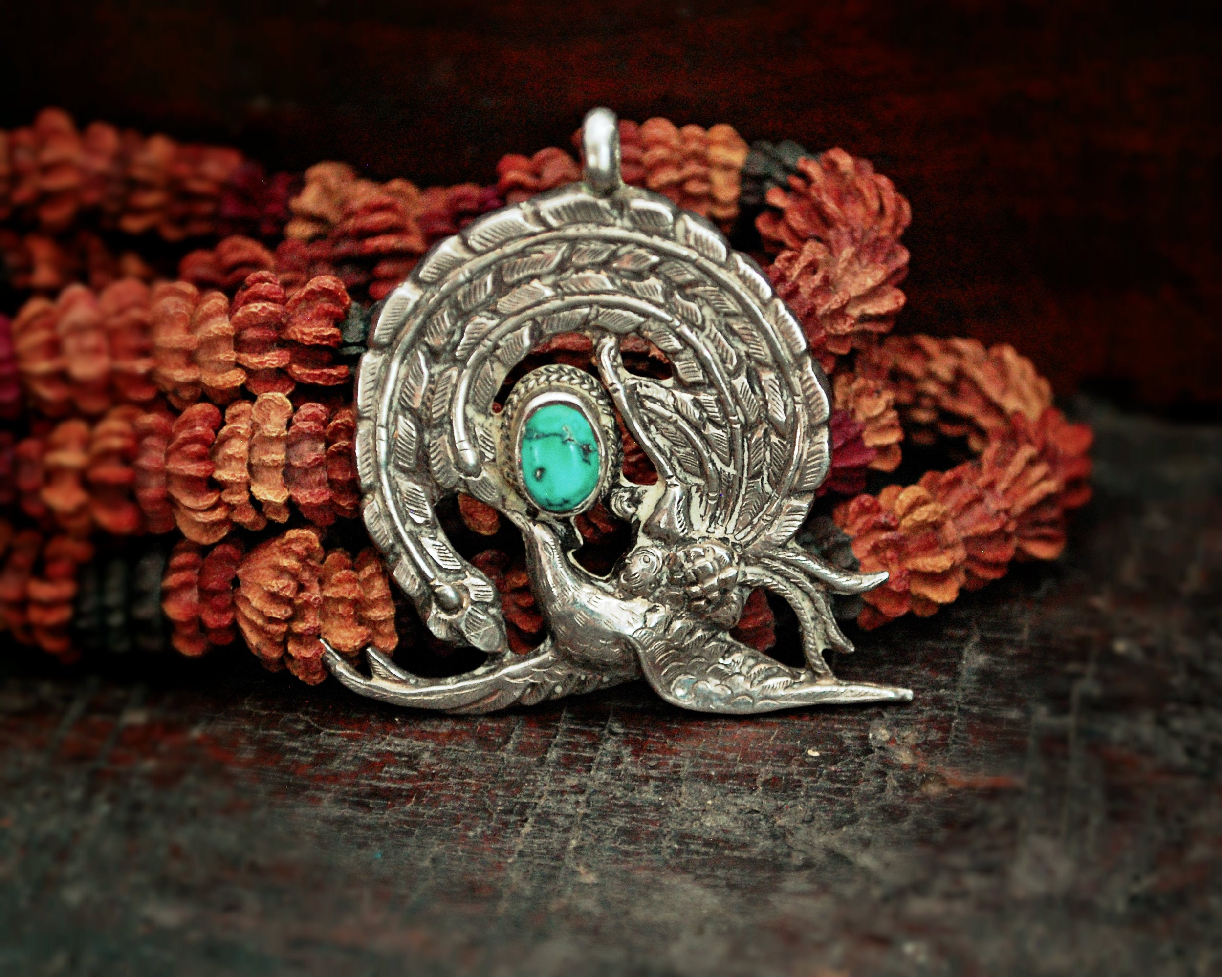 Indian Sterling Silver Peacock Pendant