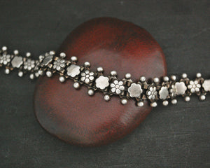 Rajasthani Silver Link Bracelet with Flower Design