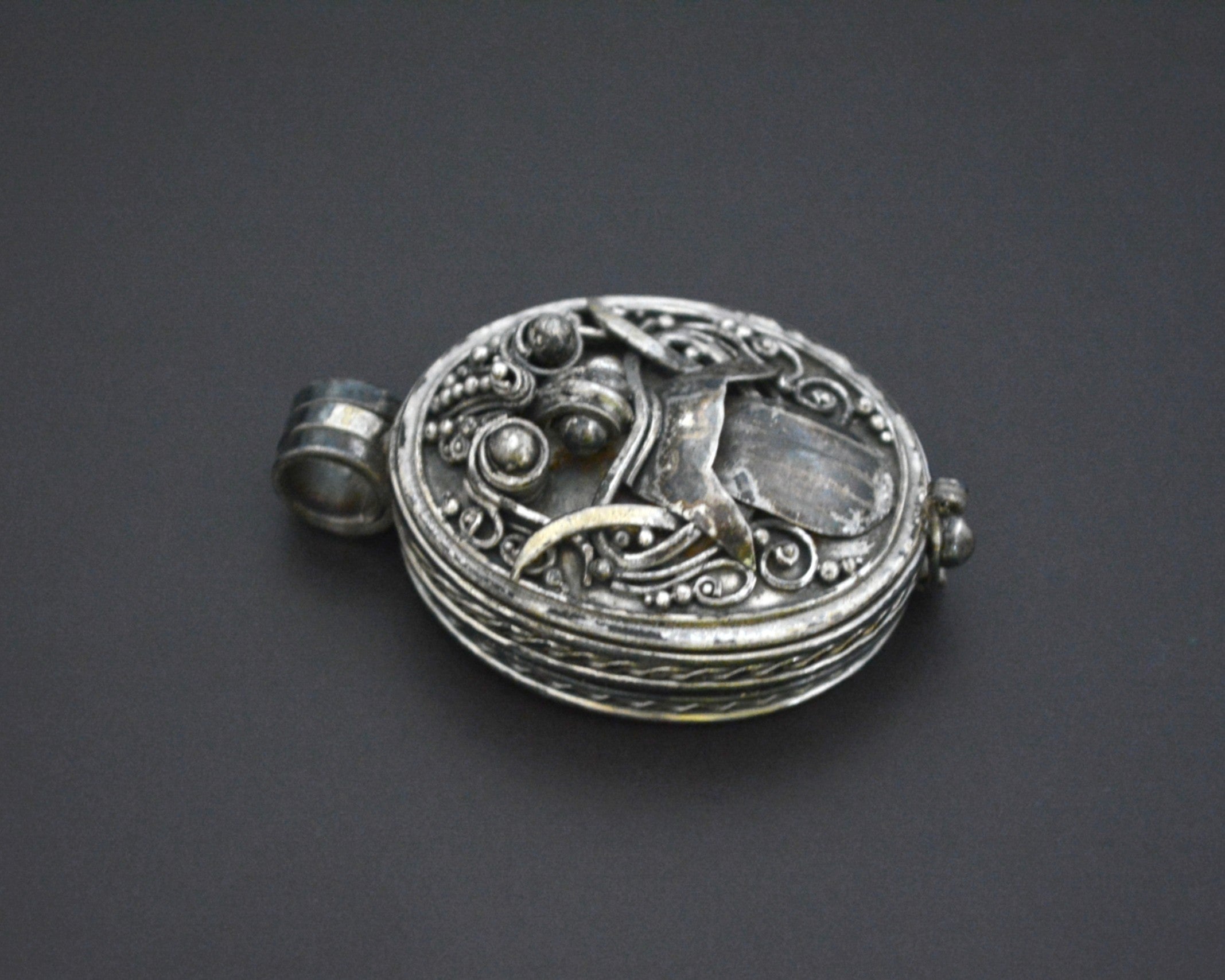 Old Silver Barong Locket Pendant from Bali