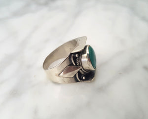 Nepali Turquoise Saddle Ring - Size 7.75 / 8