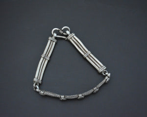 Rajasthani Silver Snake Chain Bracelet with Flowers