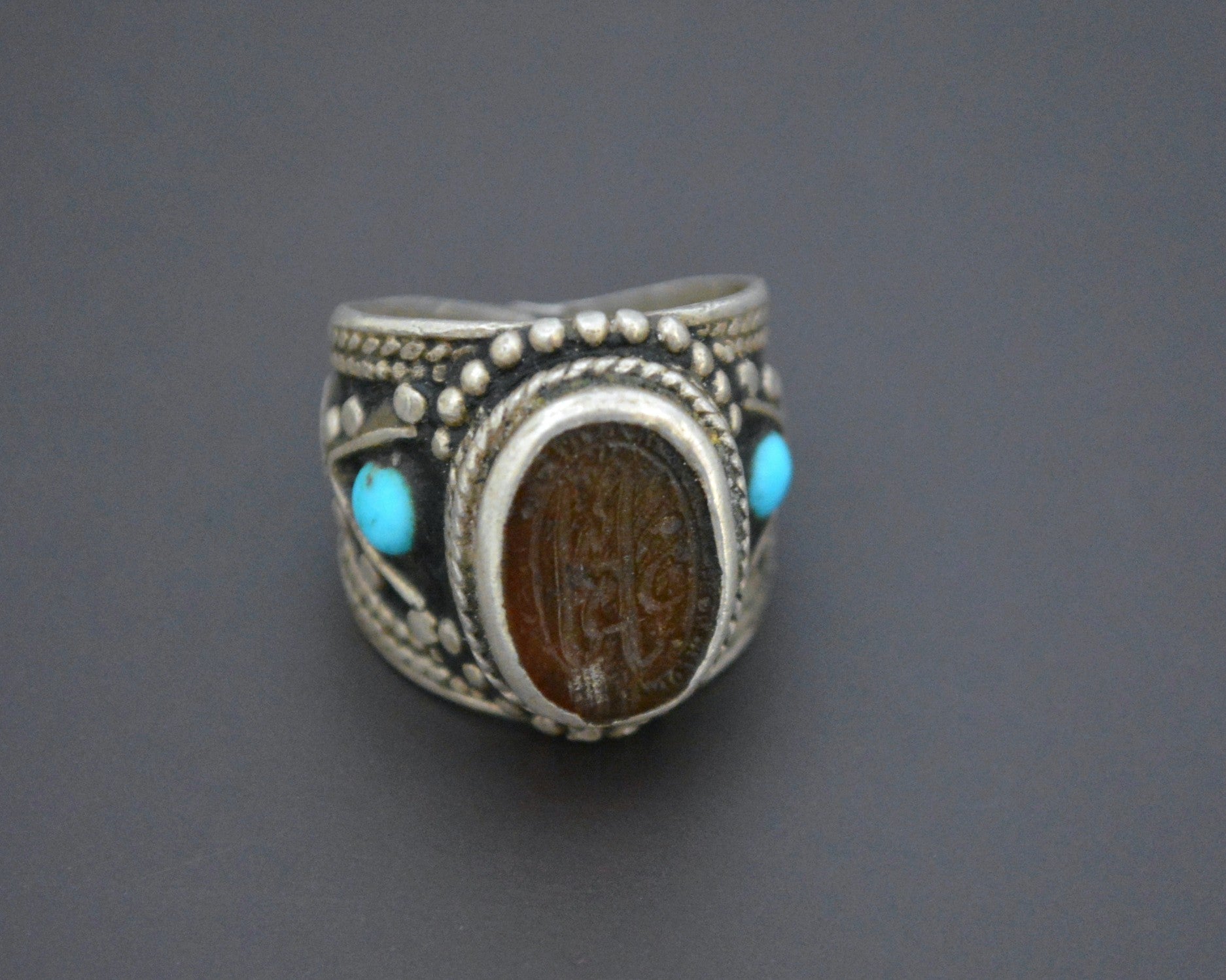 Afghani Arabic Writing Carnelian Ring - Size 8