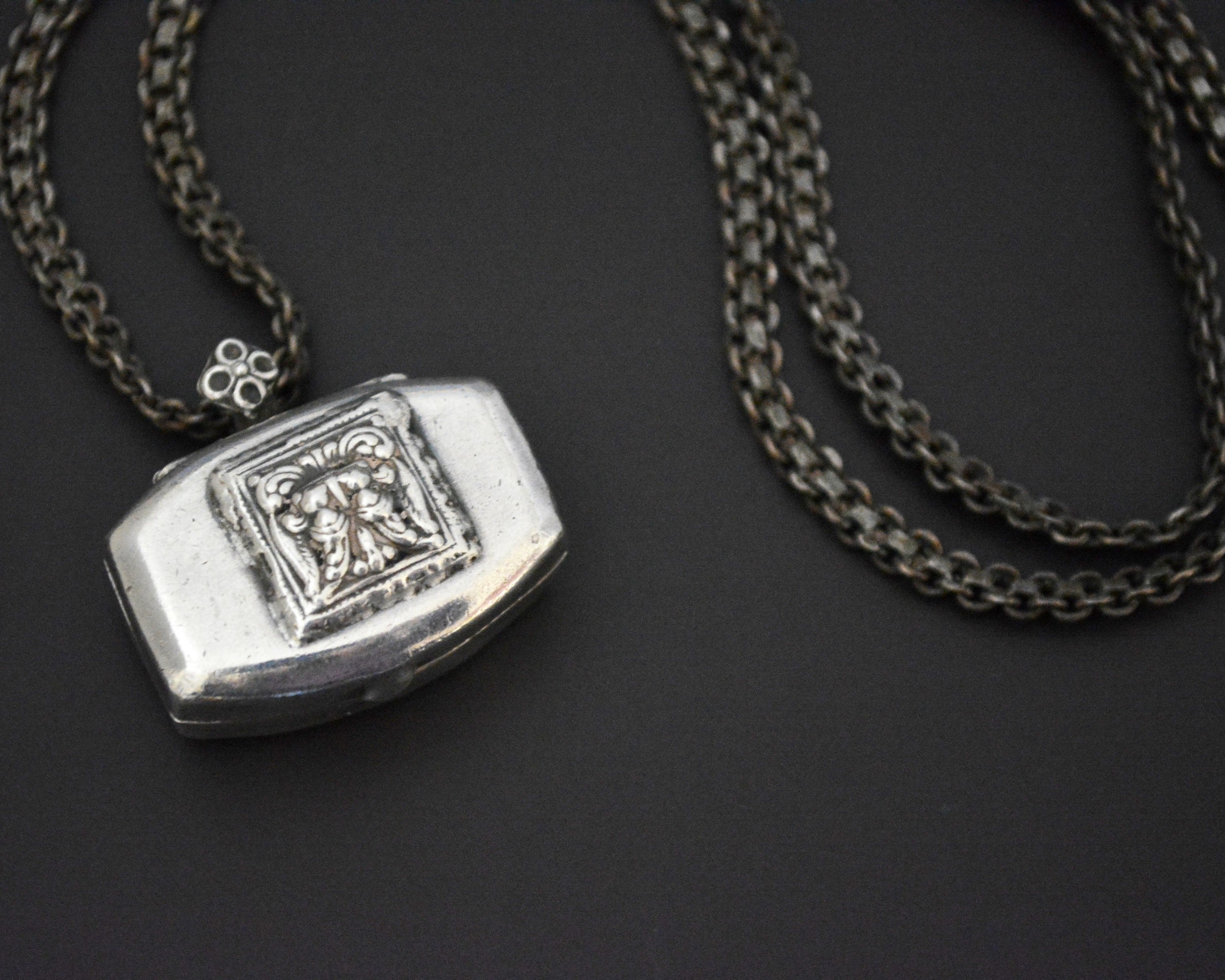 Indian Silver Box Pendant on Chain