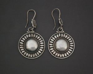 Indian Silver Dangle Earrings with Flower