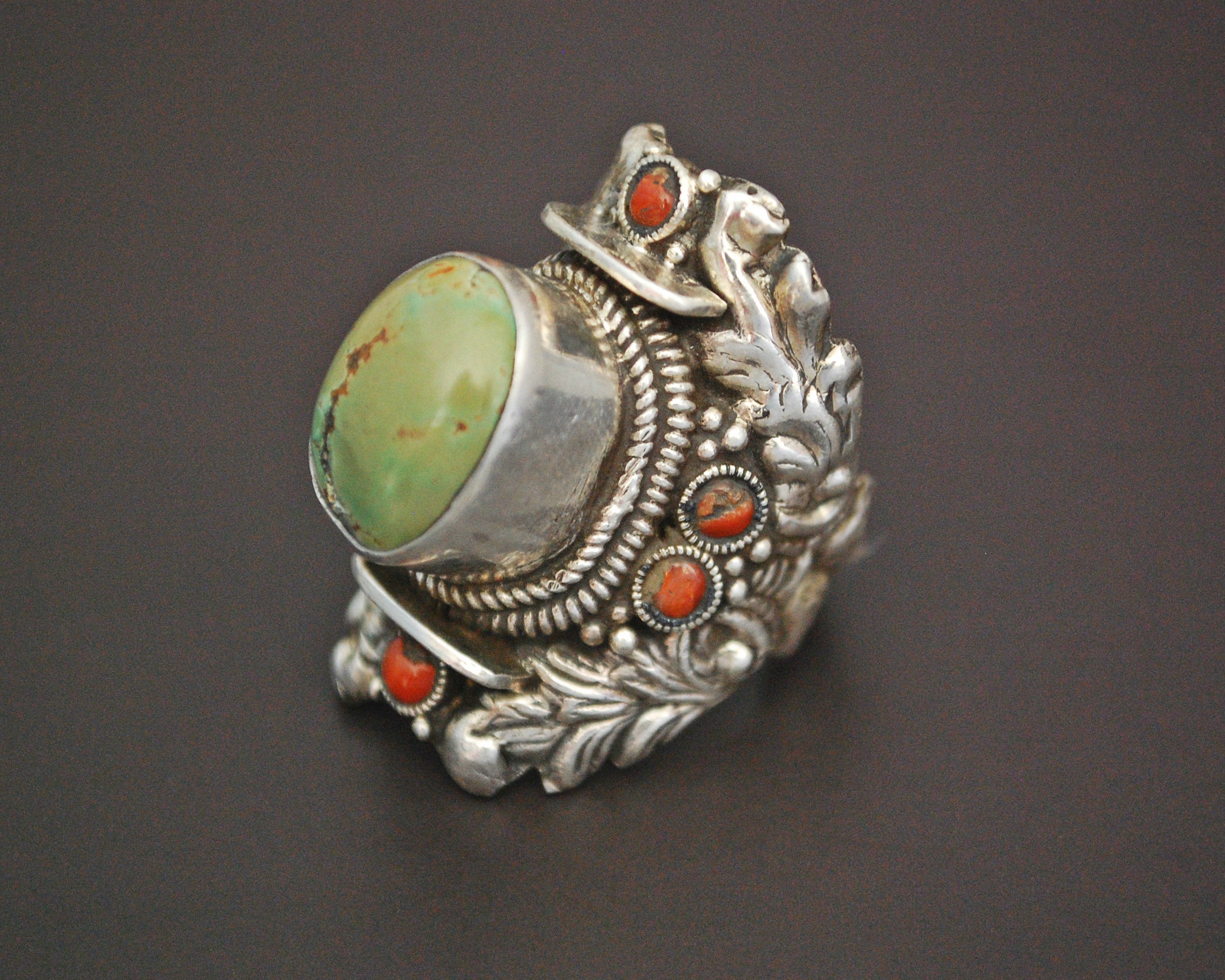 Gorgeous Nepali Turquoise Saddle Ring - Size 8.25
