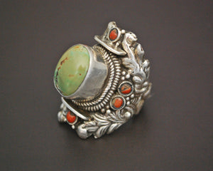 Gorgeous Nepali Turquoise Saddle Ring - Size 8.25