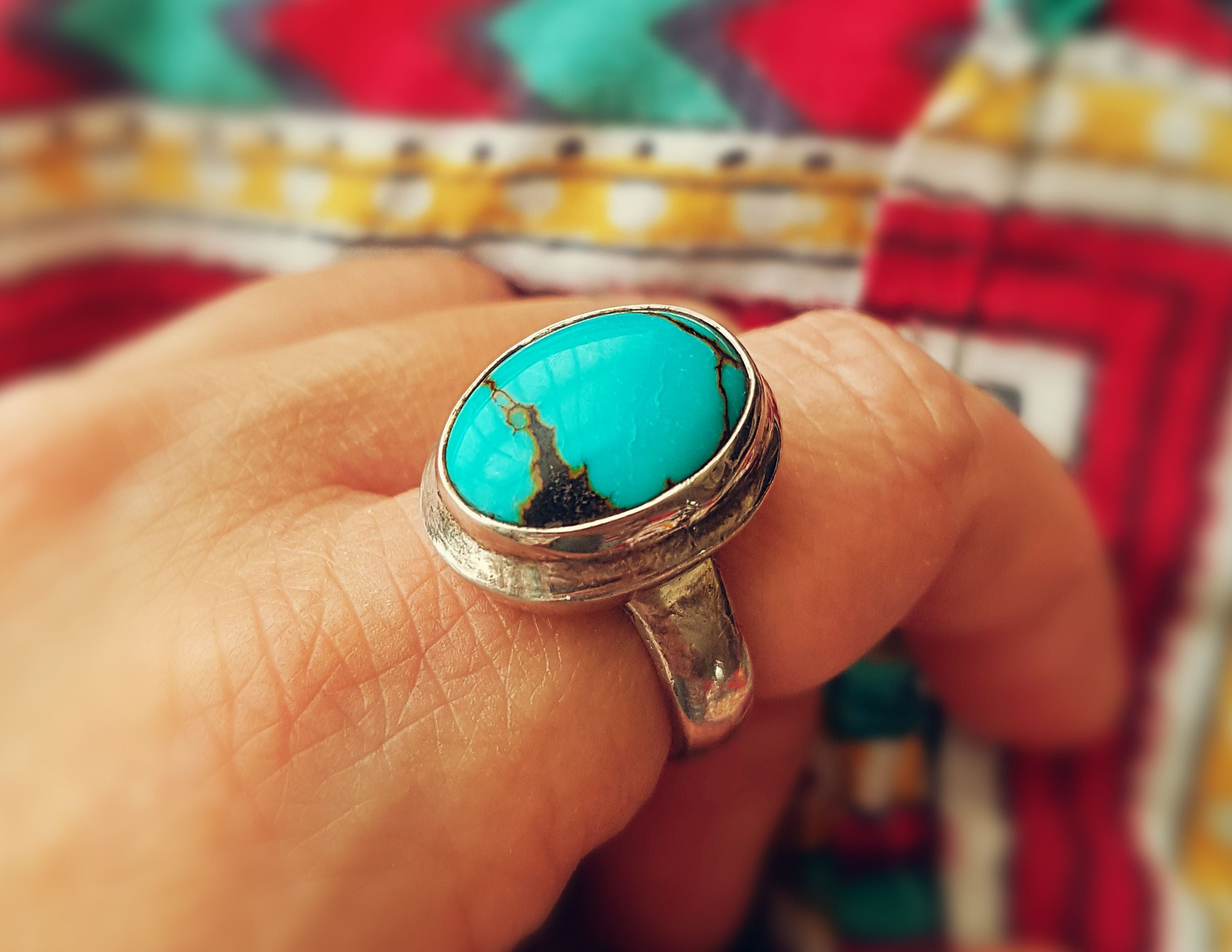 Ethnic Turquoise Ring - Size 7