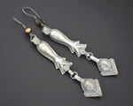Long Afghani Fish Dangle Earrings with Tiger Eye Bead