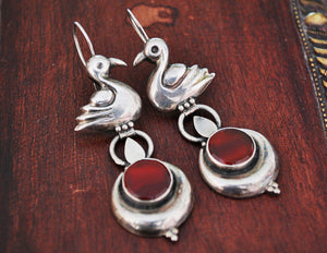 Indian Carnelian Earrings with Swan