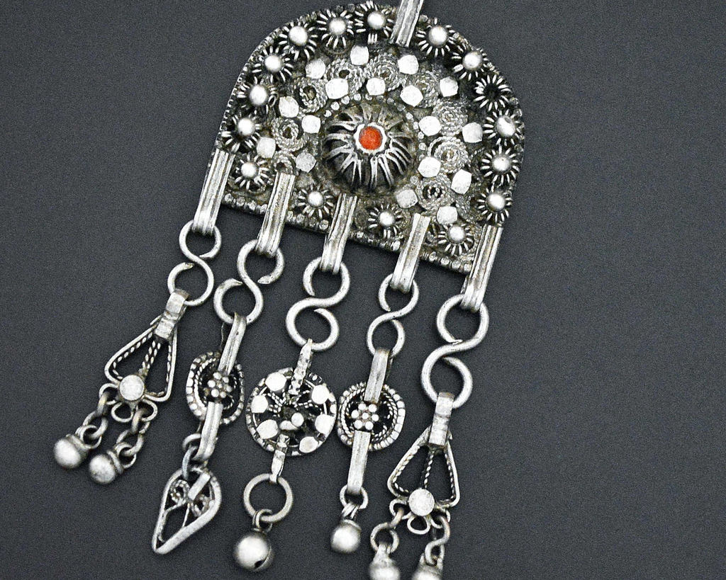 Yemeni Filigree Coral Pendant with Dangles