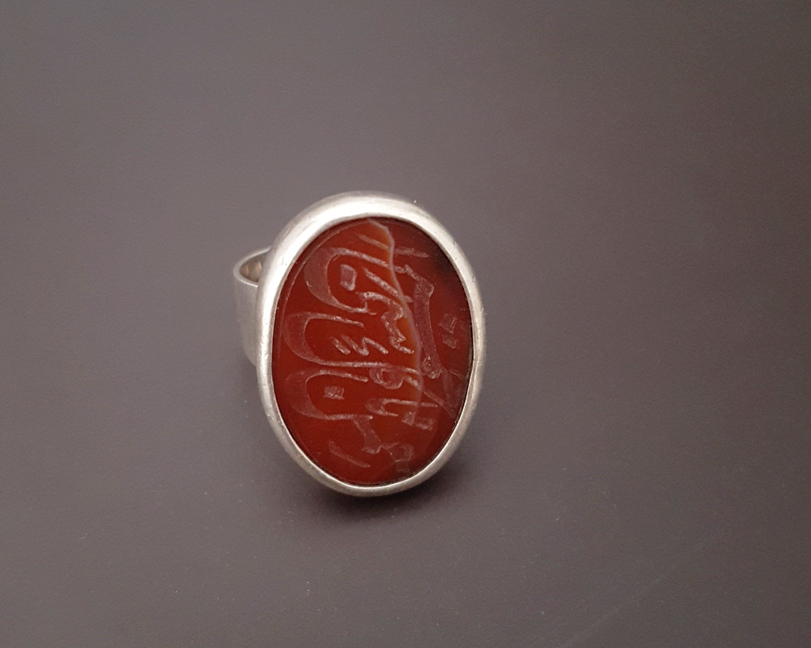 Arabic Writing Carnelian Ring - Size 6.5