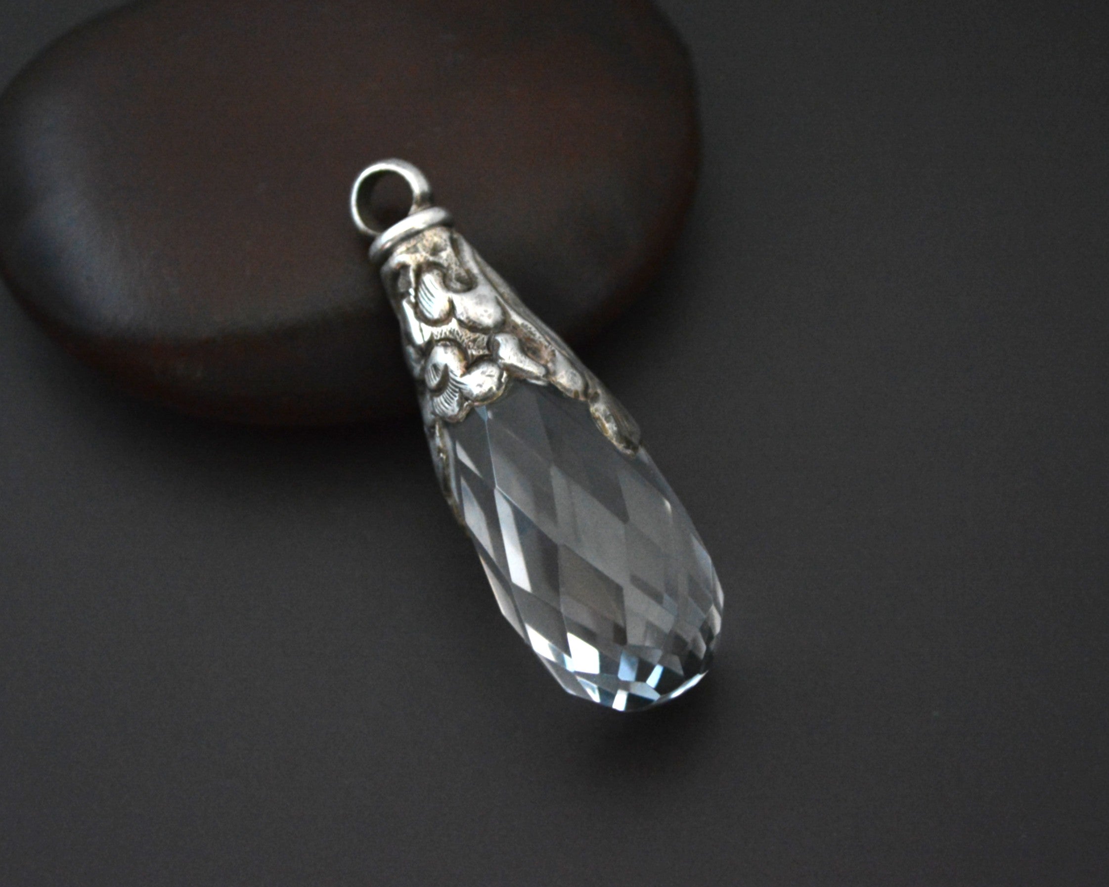 Himalayan Crystal Quartz Pendant with Repoussee Cap
