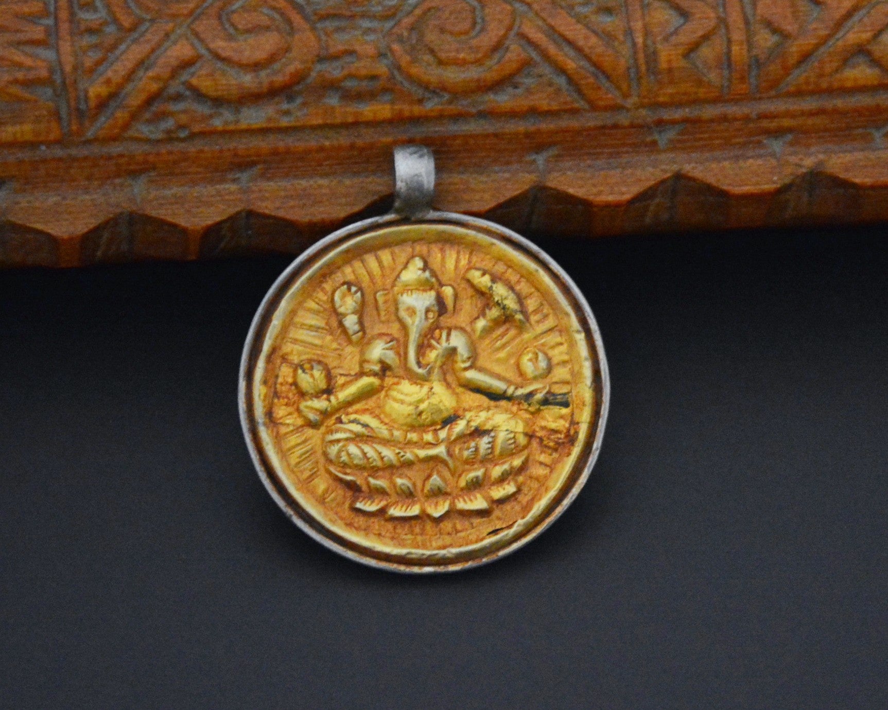 Ganesha Gilded Silver Pendant