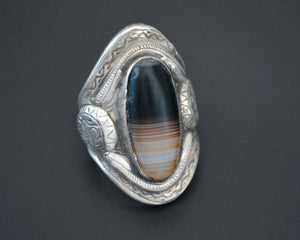 Huge Tibetan Banded Agate Ring - Size 12.5