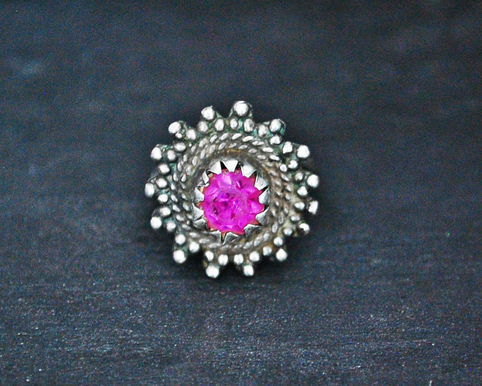 Antique Afghani Pink Glass Ring - Size 7.5