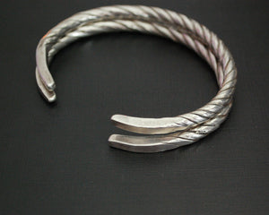 Akha Twisted Silver Bracelet from Laos - Pair