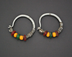 Tribal Indian Hoop Earrings with Colorful Beads