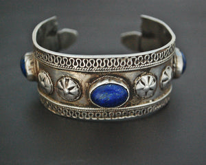 Antique Turkmen Silver Lapis Lazuli Bracelet
