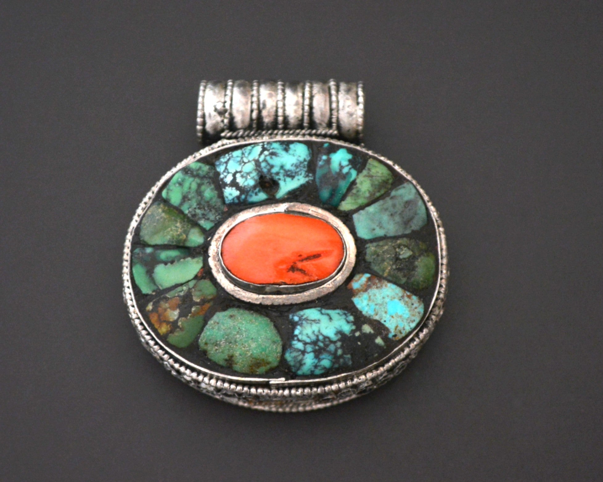 Tibetan Gau Box with Coral and Turquoise
