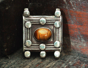 Indian Openable Silver Box Container with Tiger Eye