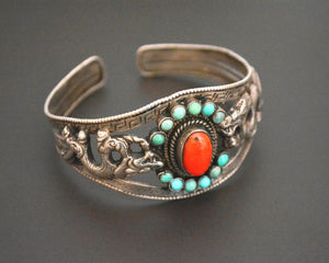 Nepali Dragon Coral Turquoise Bracelet