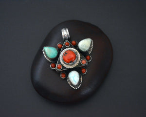Nepali Turquoise Coral Pendant