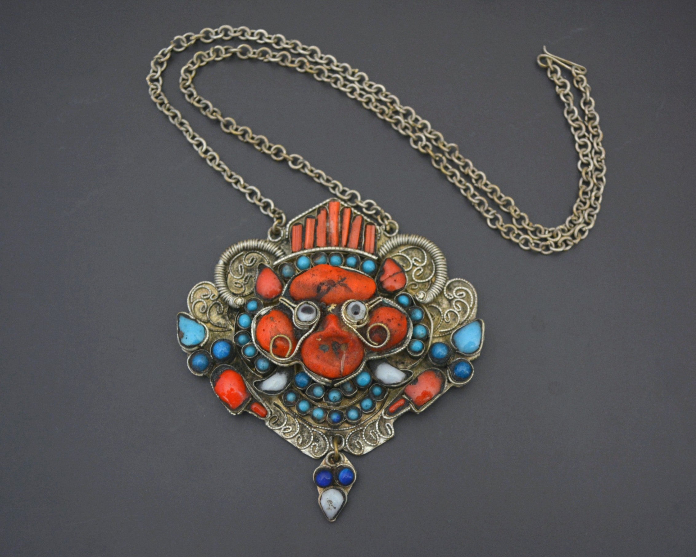 Large Tibetan Nepali Zeeba Pendant Necklace
