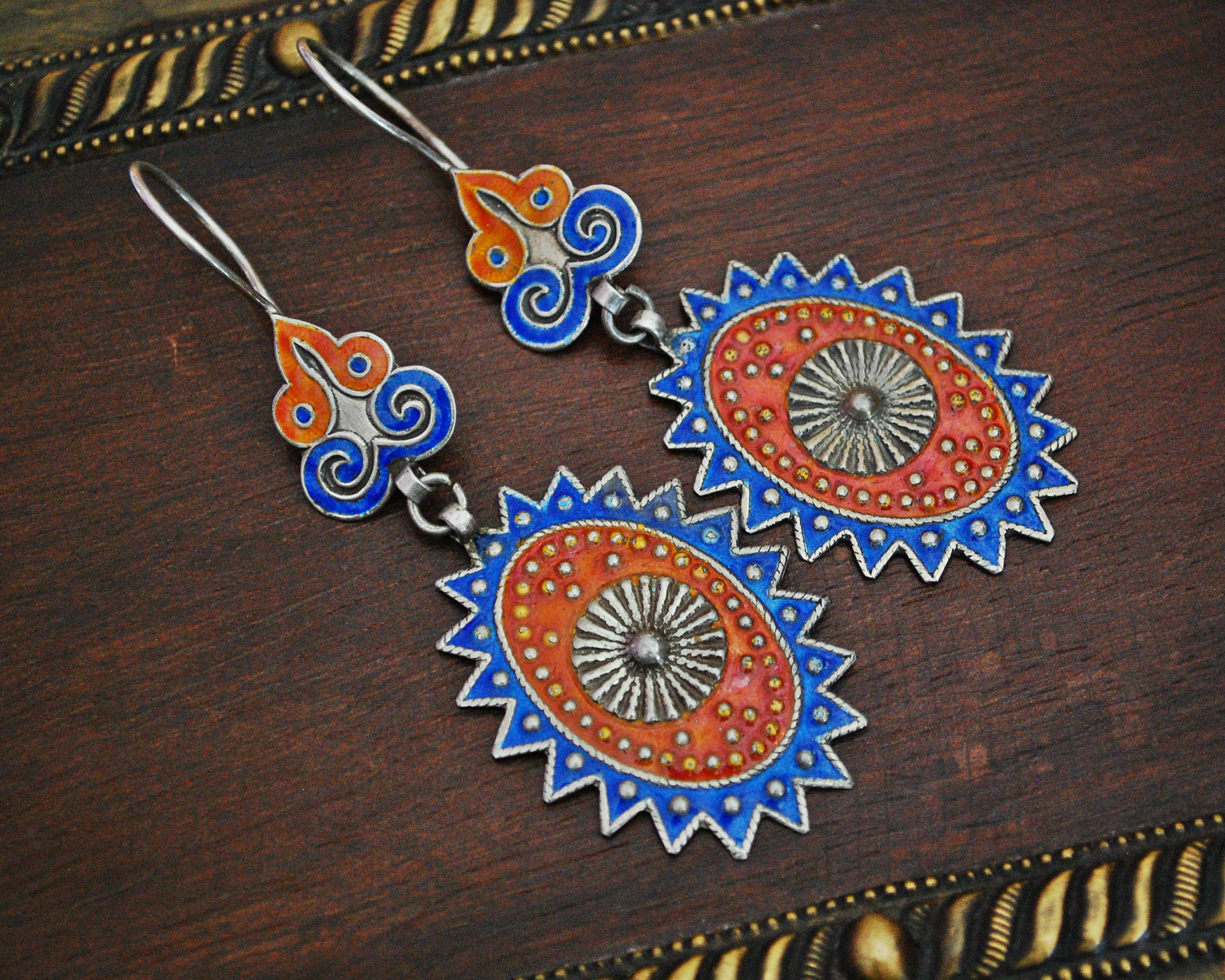 Ethnic Enamel Dangle Earrings