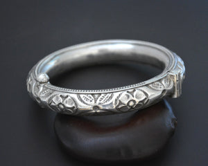Hinged Repoussee Silver Bangle Bracelet from India