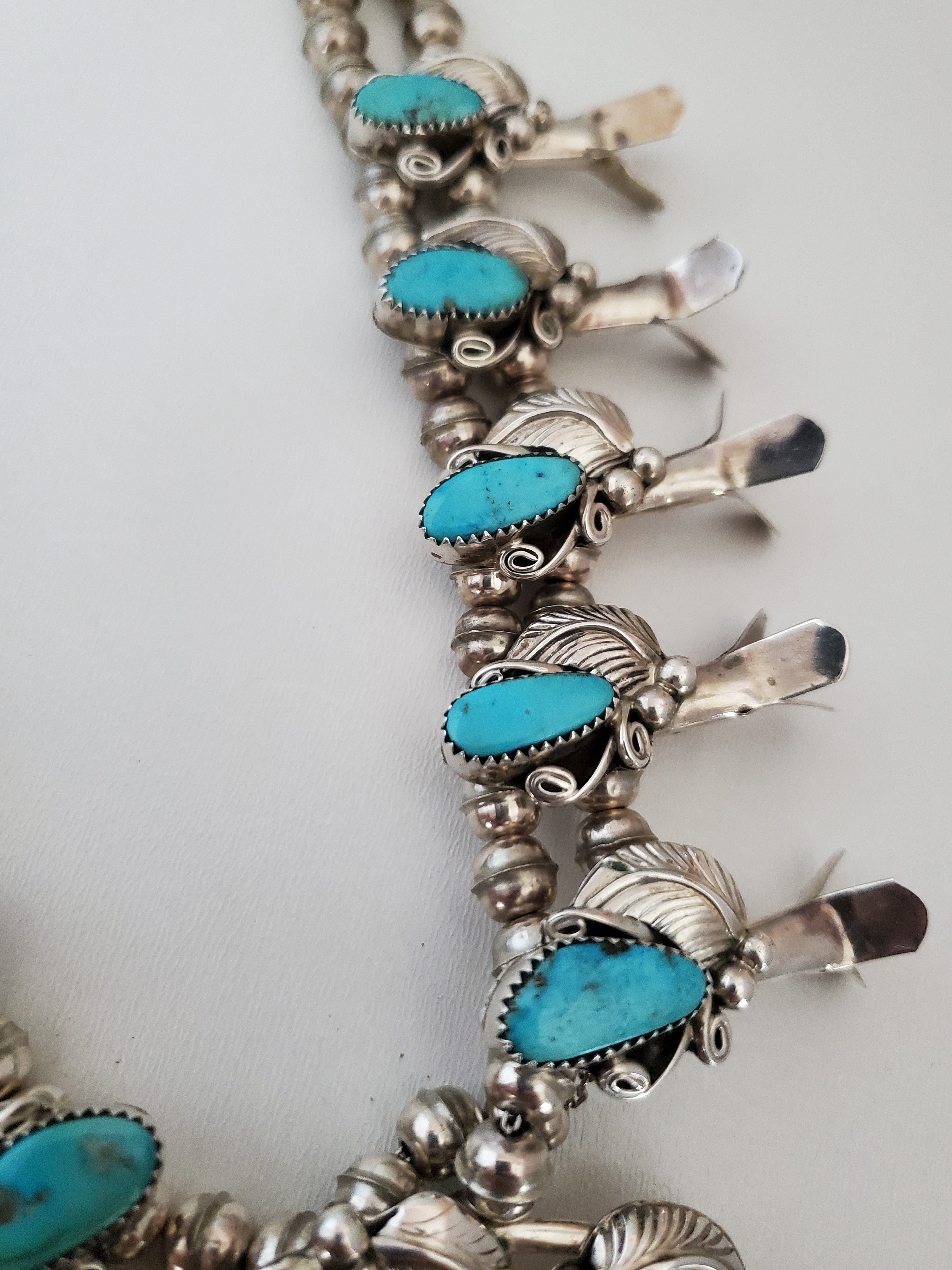 Reserved for I. - Second Payment - Native American Navajo Turquoise Squash Blossom Necklace