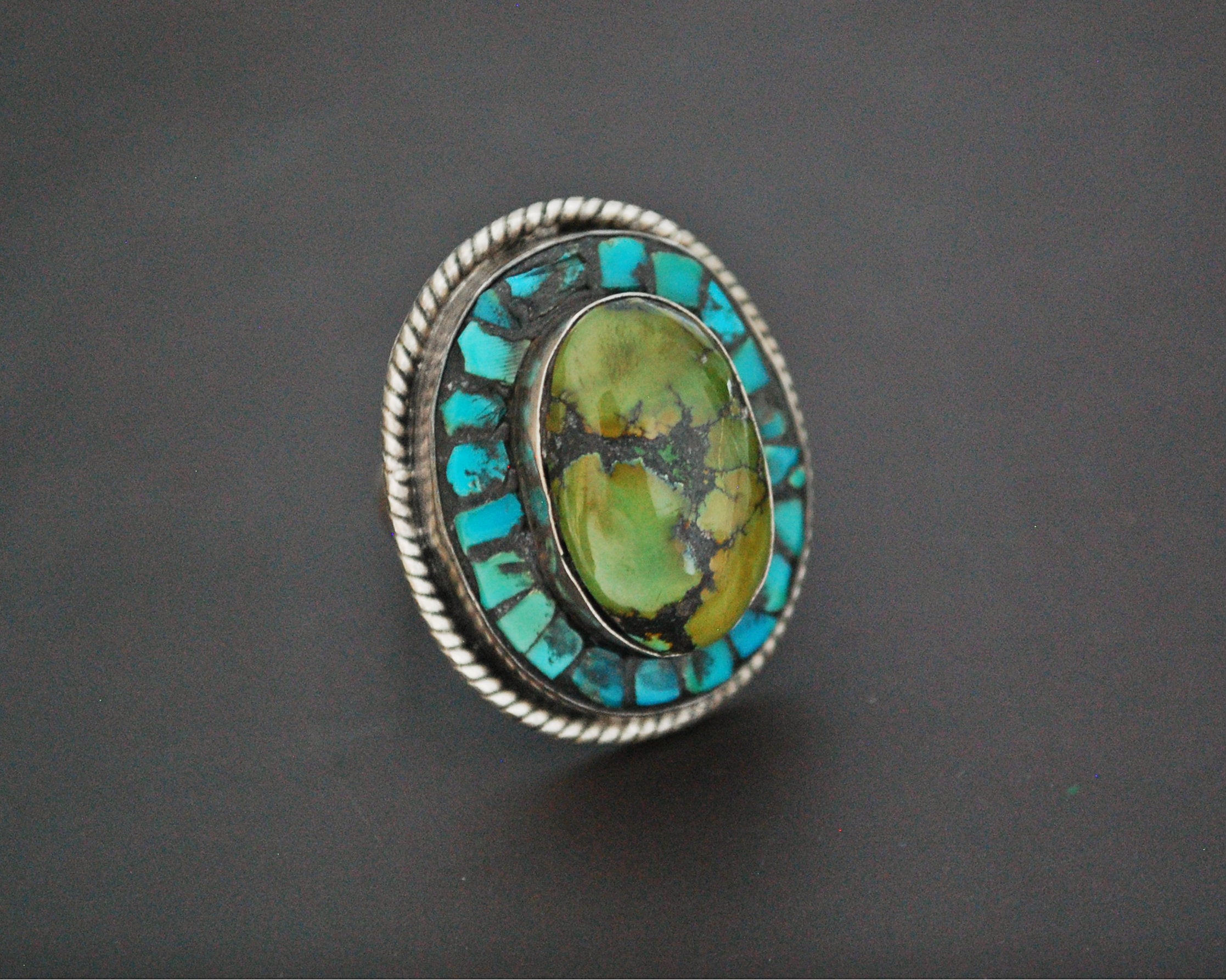 Bold Nepali Turquoise Ring - Size 7.5