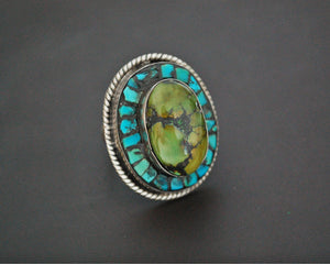 Bold Nepali Turquoise Ring - Size 7.5