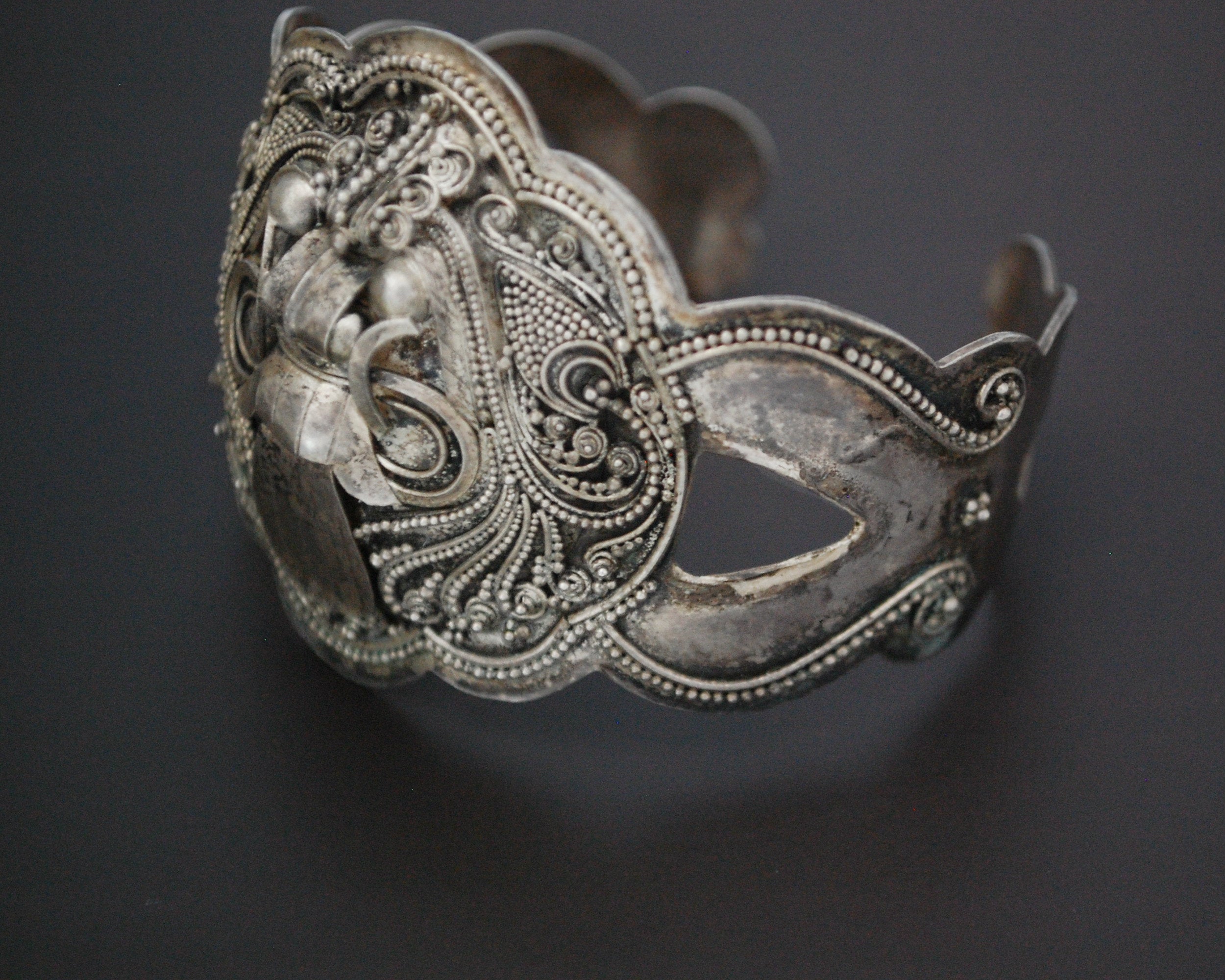 Old Silver Barong Cuff Bracelet from Bali