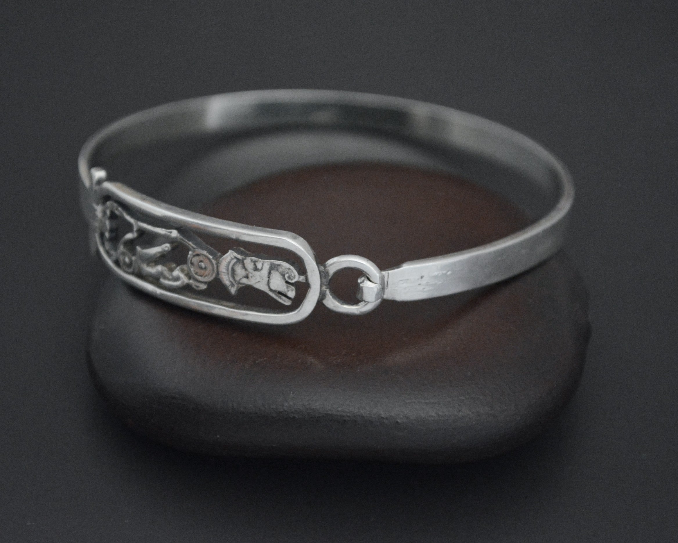 Egyptian Hieroglyph Silver Bracelet