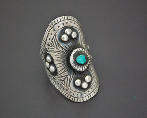 Ethnic Turquoise Ring - Size 8 Adjustable