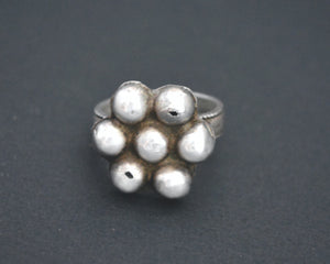 Old Rajasthani Silver Flower Ring - Size 6.75