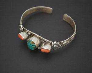 Nepali Turquoise Coral Cuff Bracelet