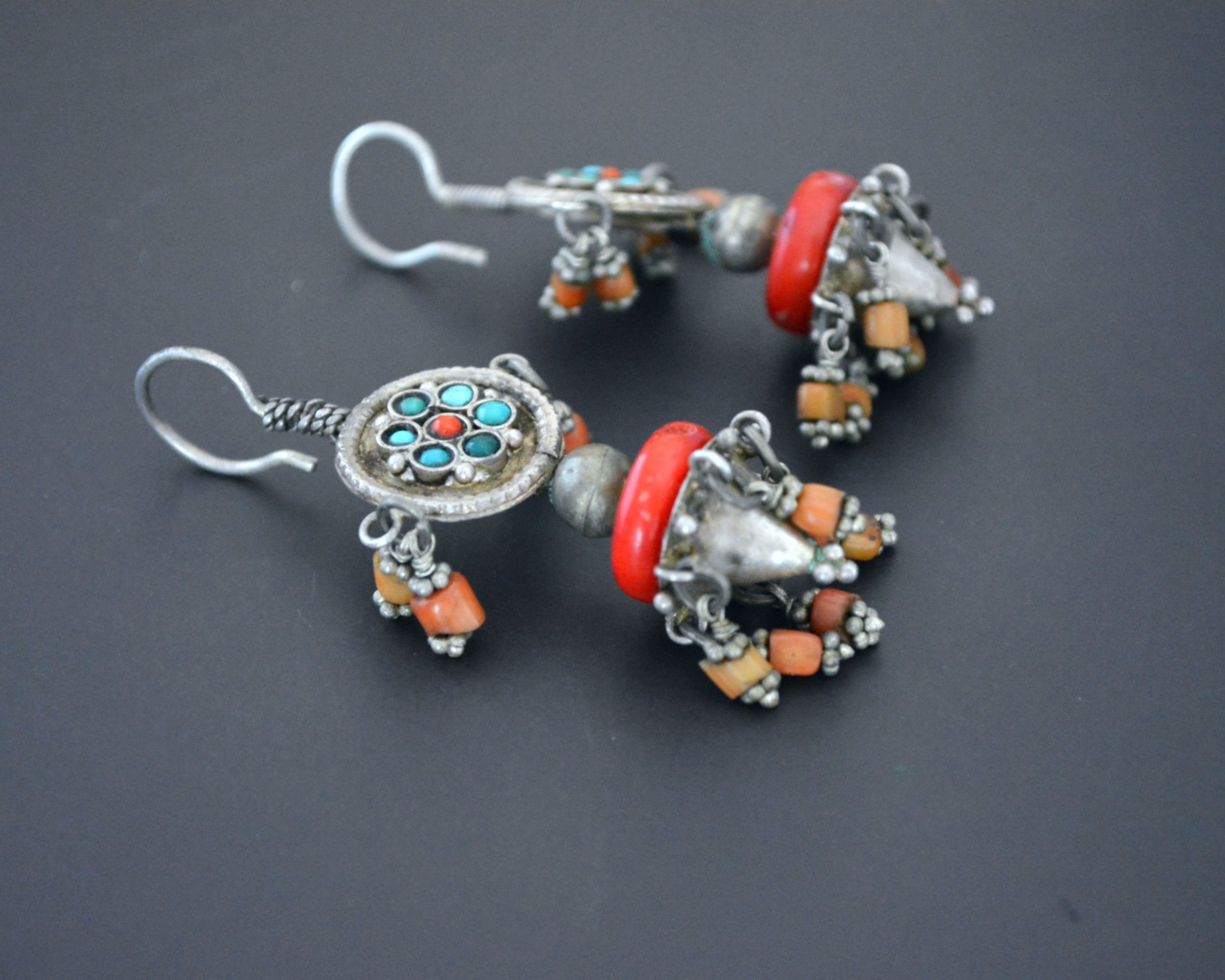 Reserved for E. - Uzbek Turquoise Coral Earrings
