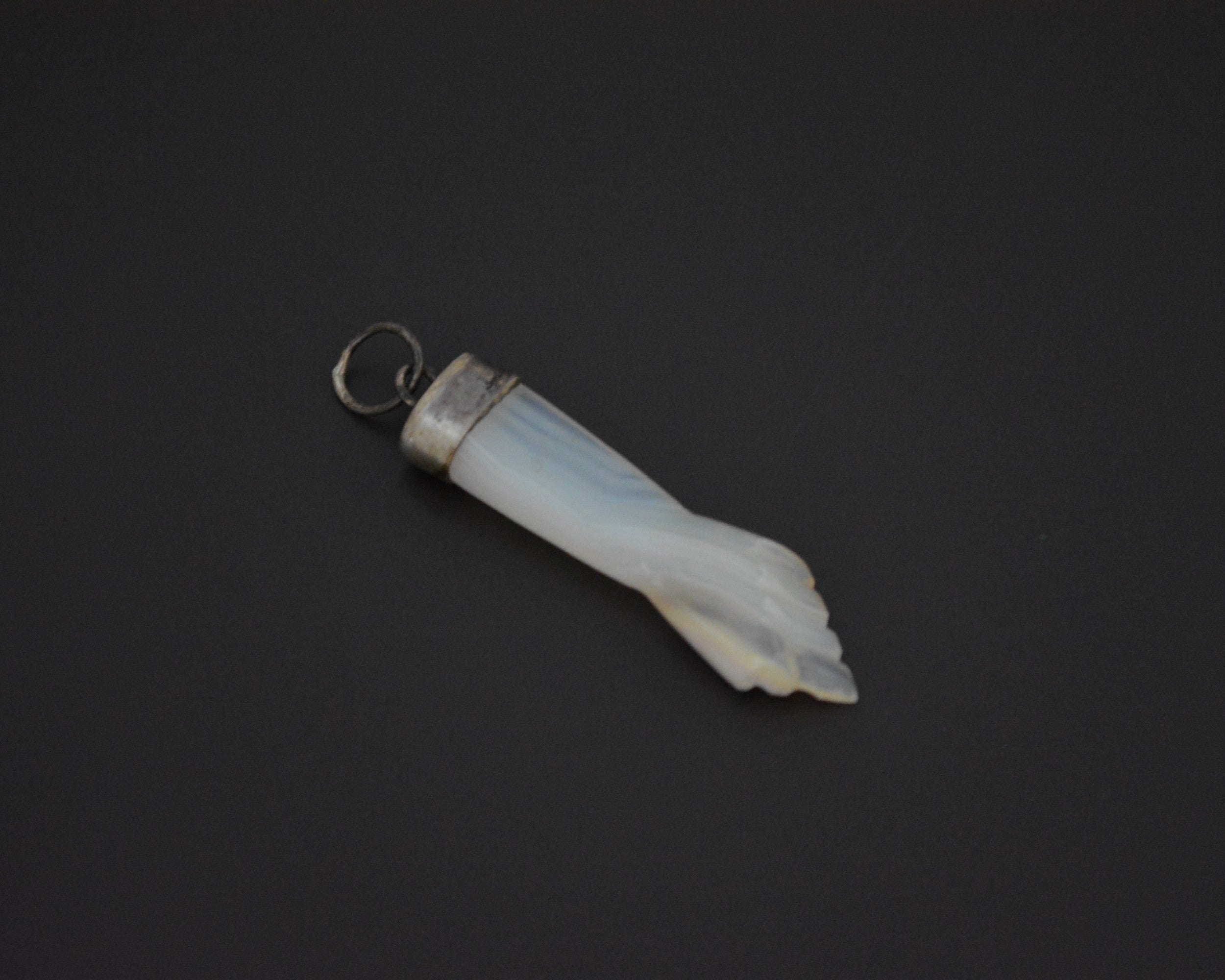 White Agate Figa Hand Lucky Charm Pendant