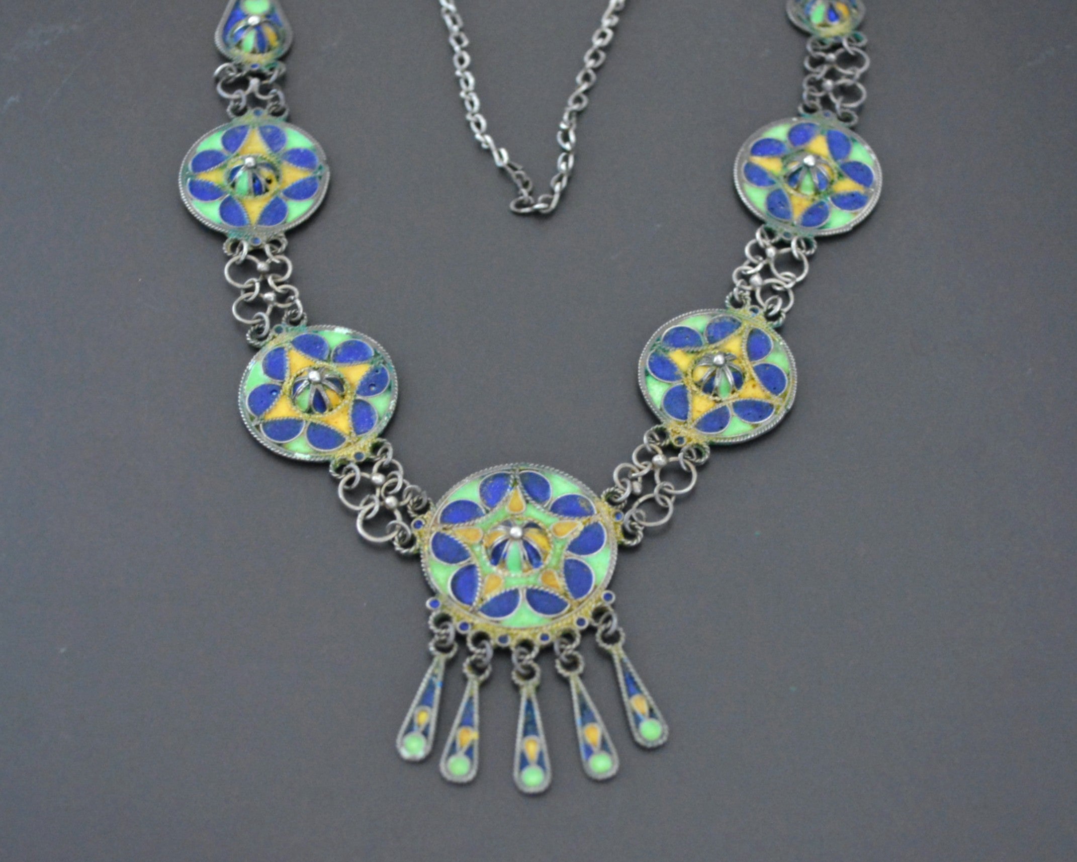 Berber Enamel Necklace - Algerian Kabyle Berber Necklace