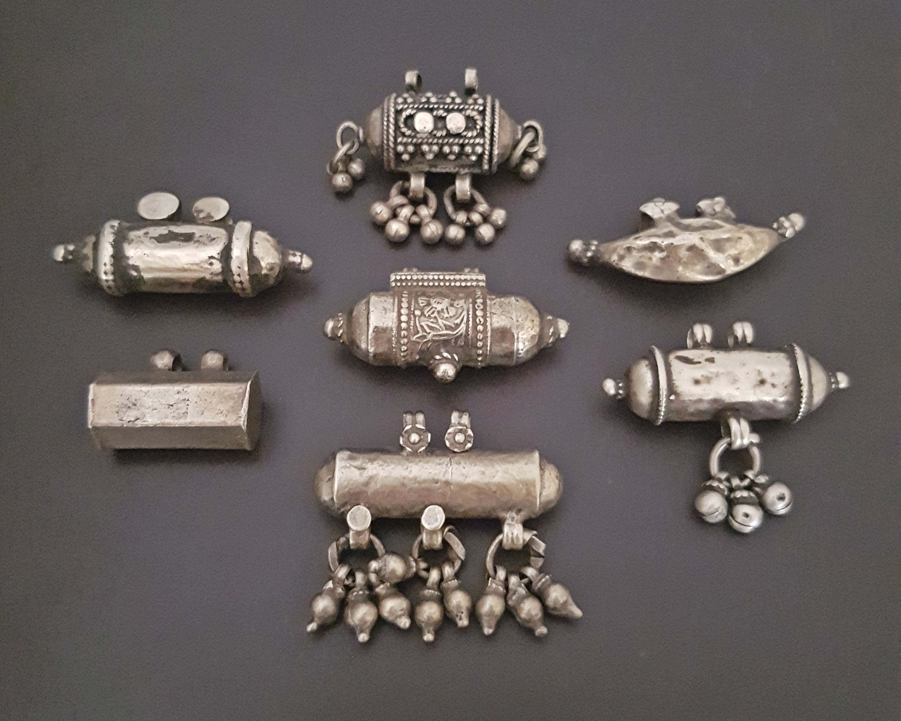 Set Old Indian Taviz Amulet Pendants from Rajasthan