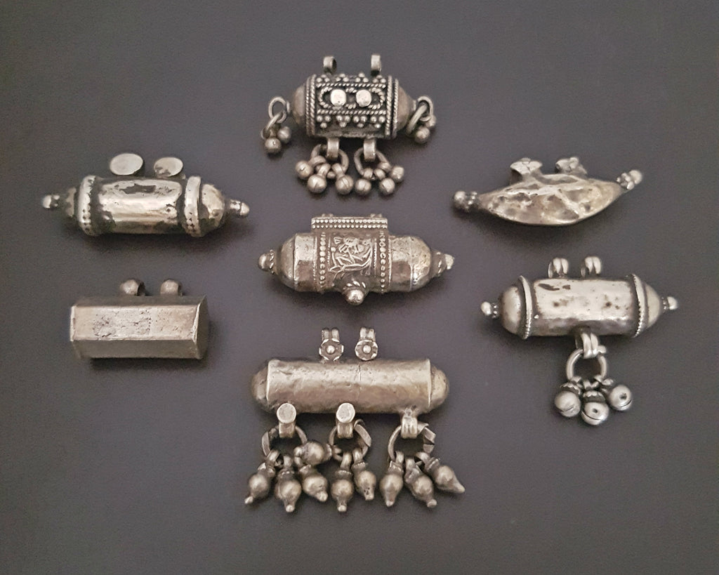 Set Old Indian Taviz Amulet Pendants from Rajasthan