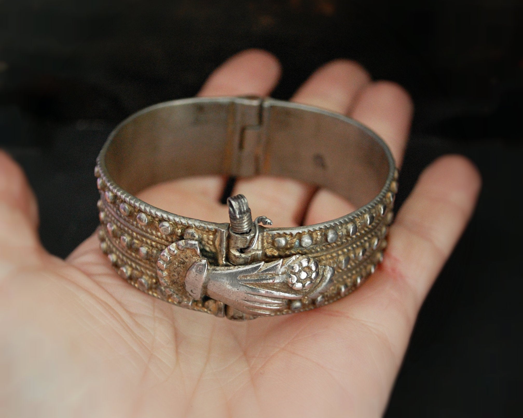 Old Palestinian Silver and Gilded Bracelet