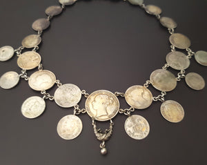 Ethnic Silver Coin Necklace