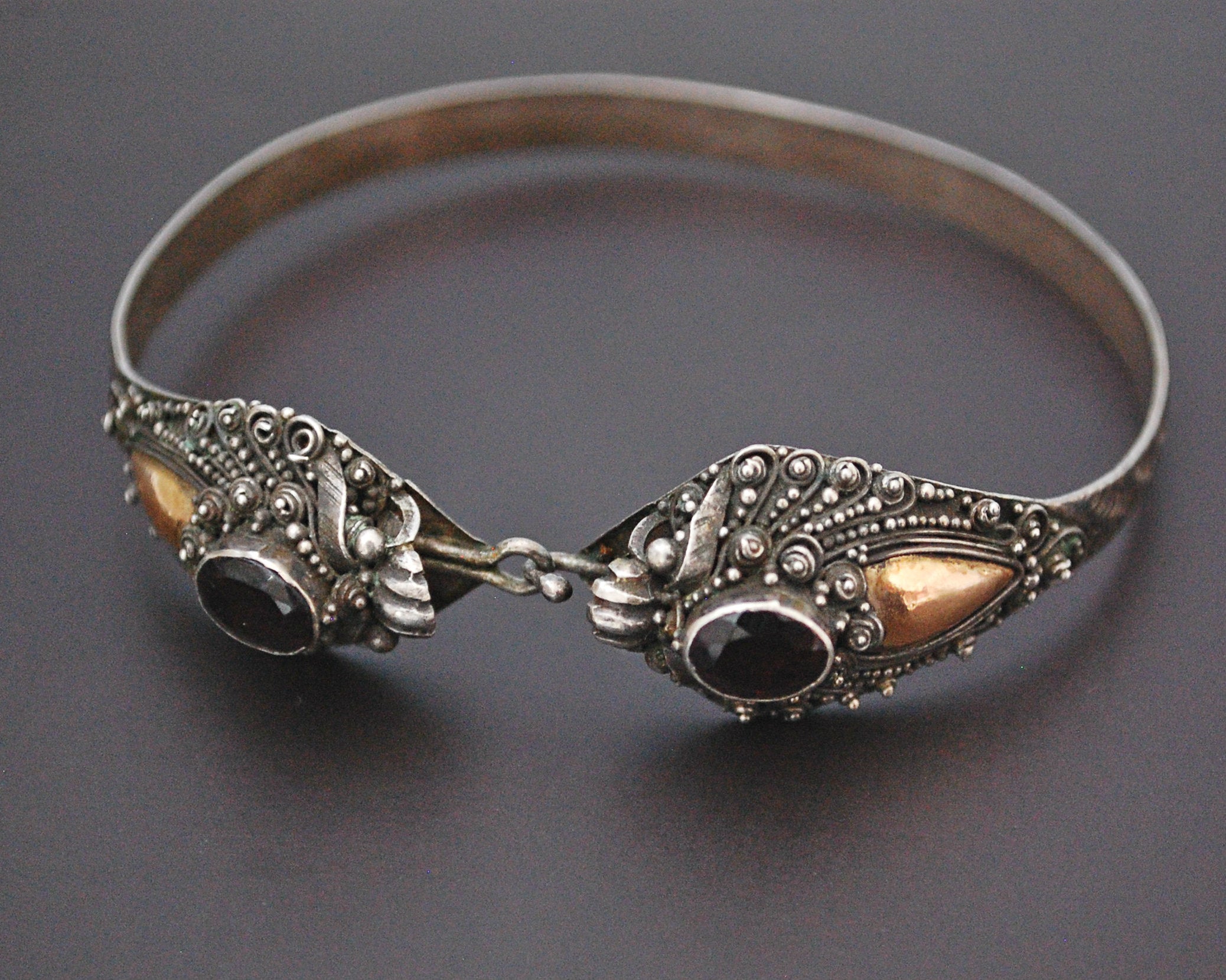 Double Dragon Garnet Bracelet from Bali - MEDIUM