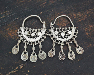 Antique Afghani Hoop Earrings with Tassels