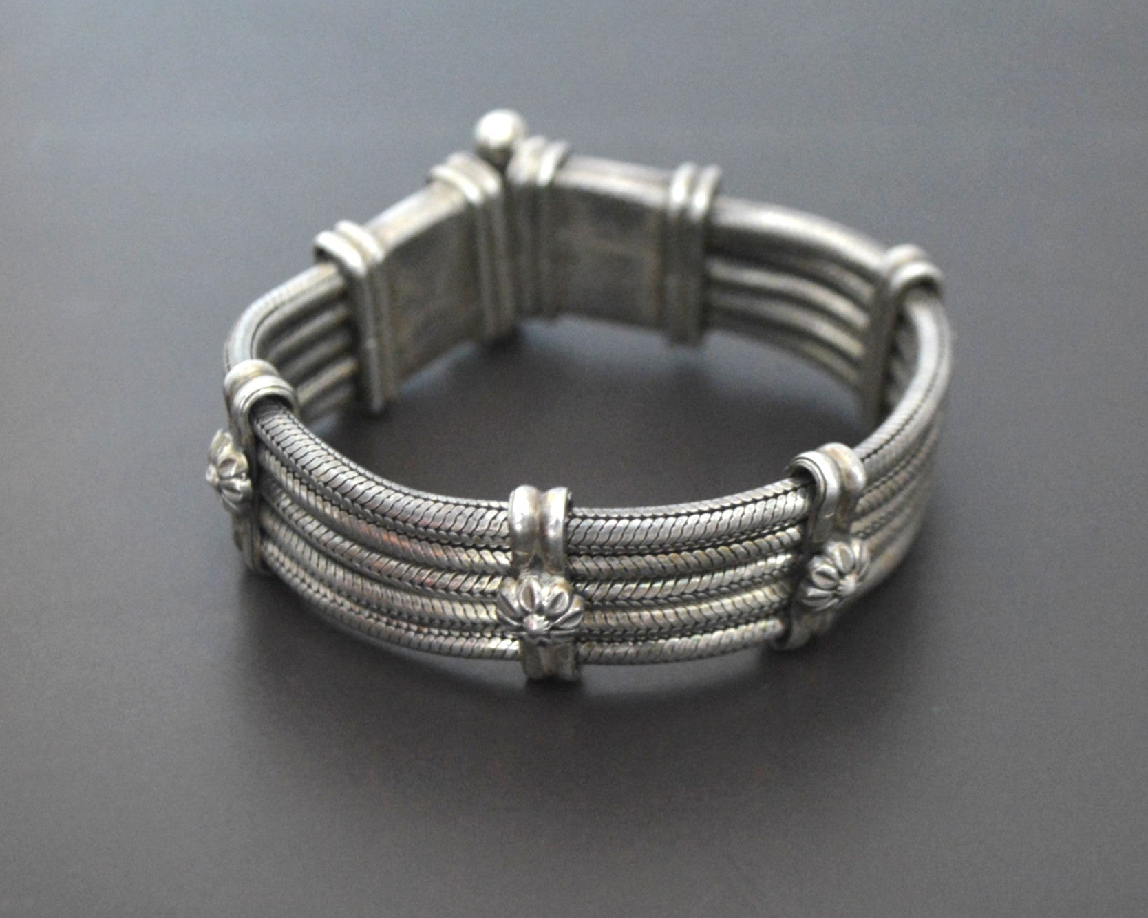 Heavy Rajasthani Silver Snake Chain Bracelet