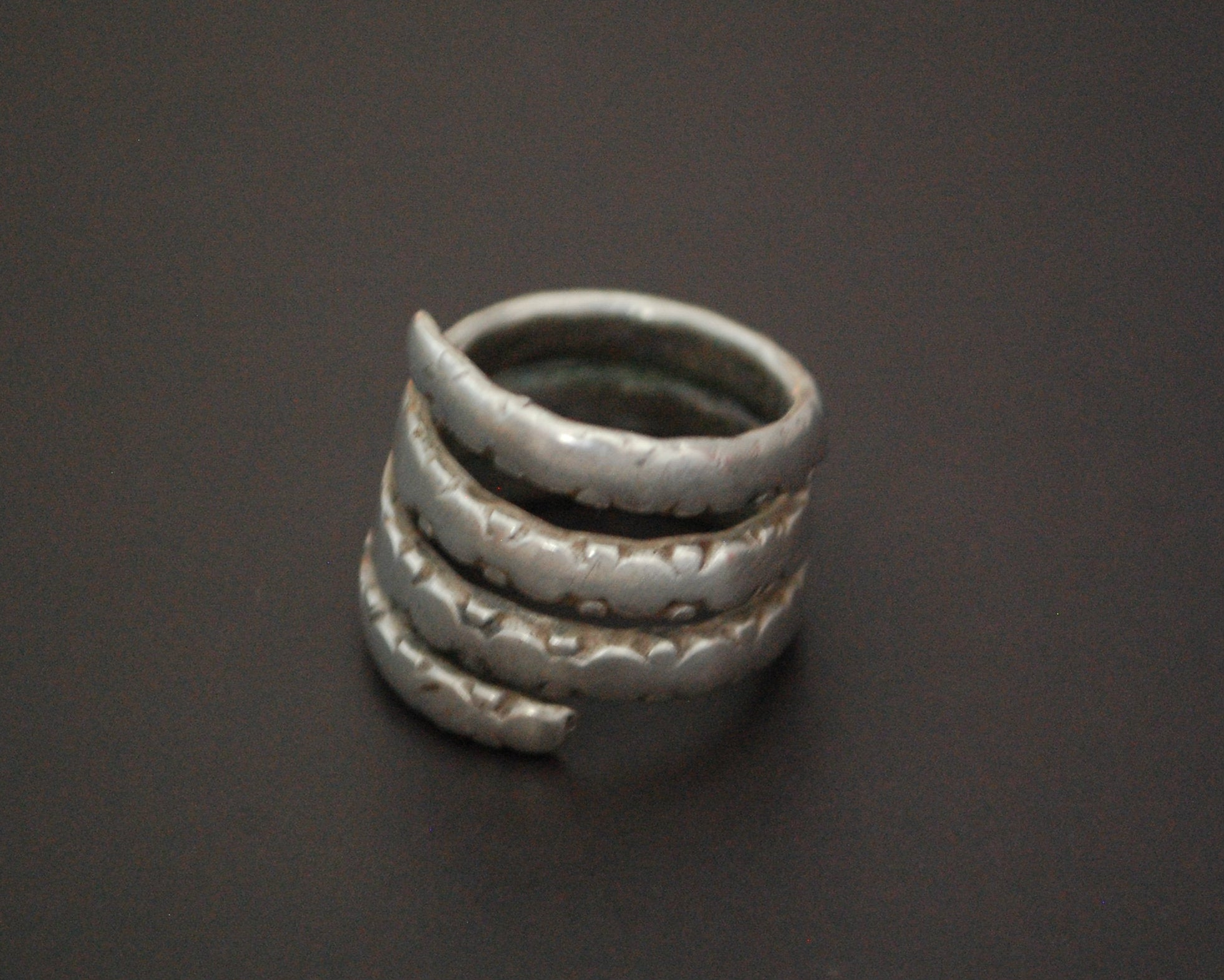 Pinky Old Tribal Coil Ring from India - Size 4.5